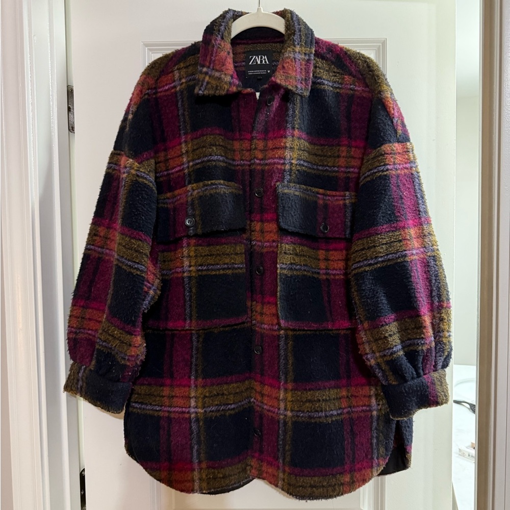 Zara Plaid Shacket in Navy, Burgundy & Olive Green